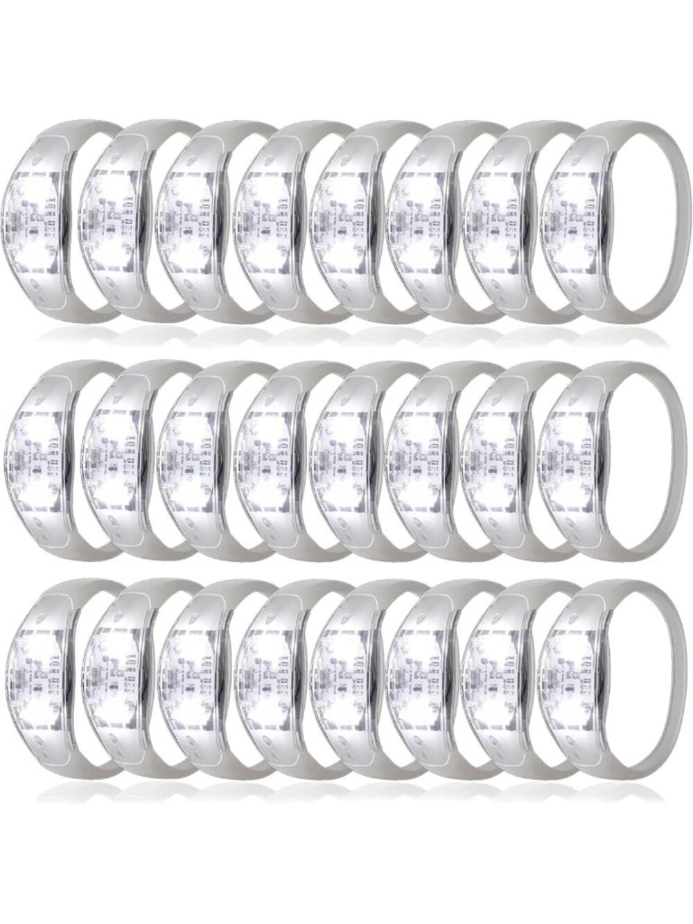 50 PCS Colorful LED Flashing Bracelets - Sound Activated Glow Wristbands for